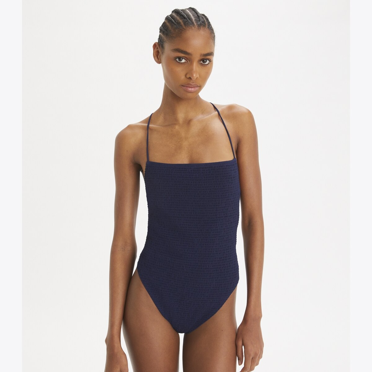 【送料&関税込】Tory Burch Blue One-shoulder Swimsuit NWT TORY BURCH Swimsuit 1 One Piece Sz XS Solid Plunging