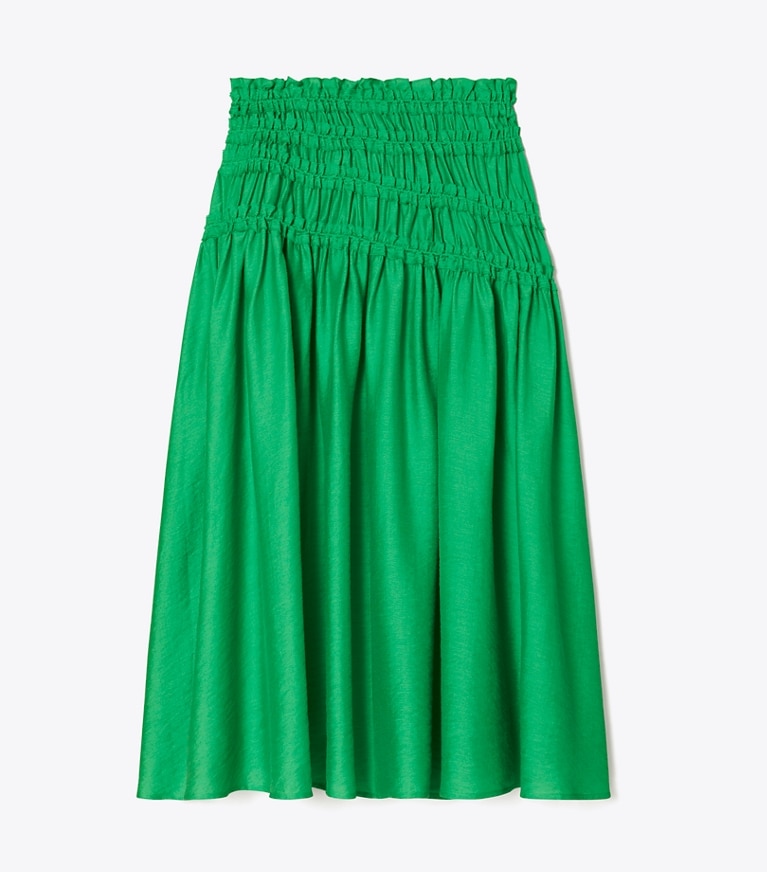 Tory Burch designer coverups Smocked Viscose Skirt in Spring Jade front
