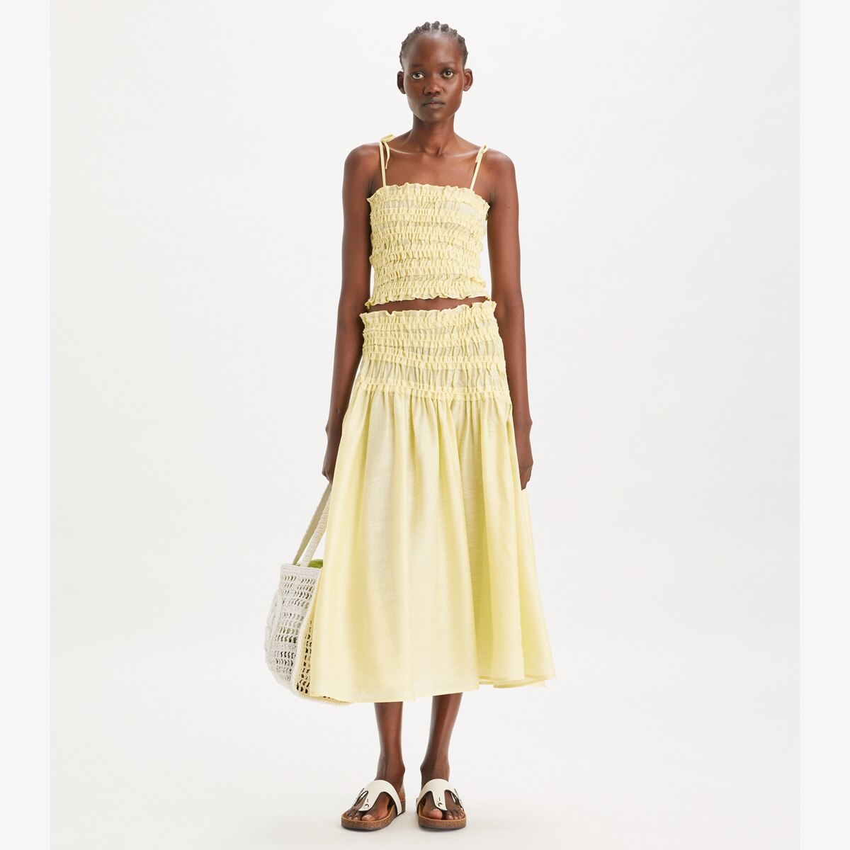 SMOCKED VISCOSE SKIRT - thumbnail 2