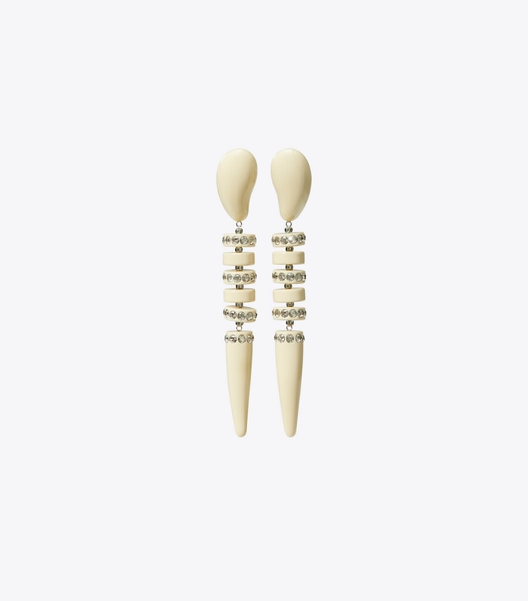 Tory Burch designer earrings Snake Earring in Ivory / Crystal front