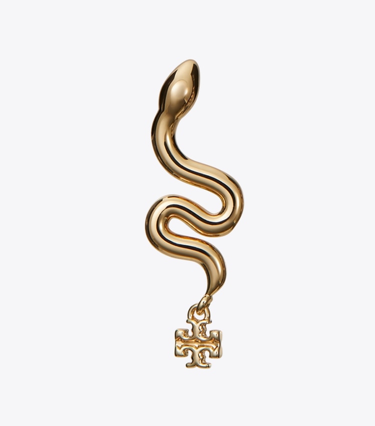 Tory Burch designer earrings Snake Stud Earring in Tory Gold detail