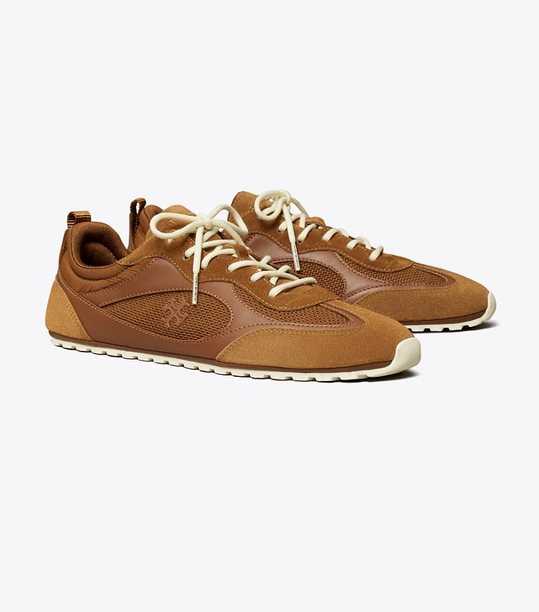 Tory Burch designer sneakers Sneaker Field in COGNAC BROWN angle