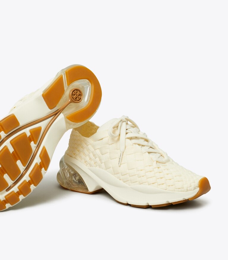 Tory Burch designer sneakers Sneaker Good Luck intrecciata in NEW IVORY angle