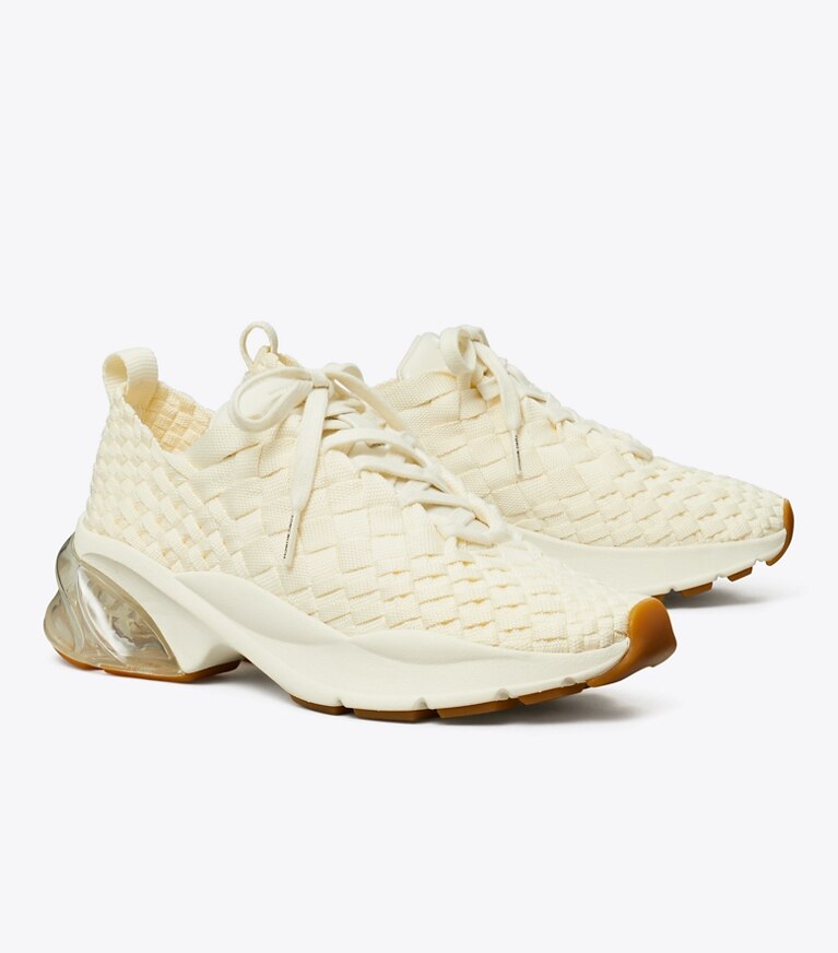 Tory Burch designer sneakers Sneaker Good Luck intrecciata in NEW IVORY angle