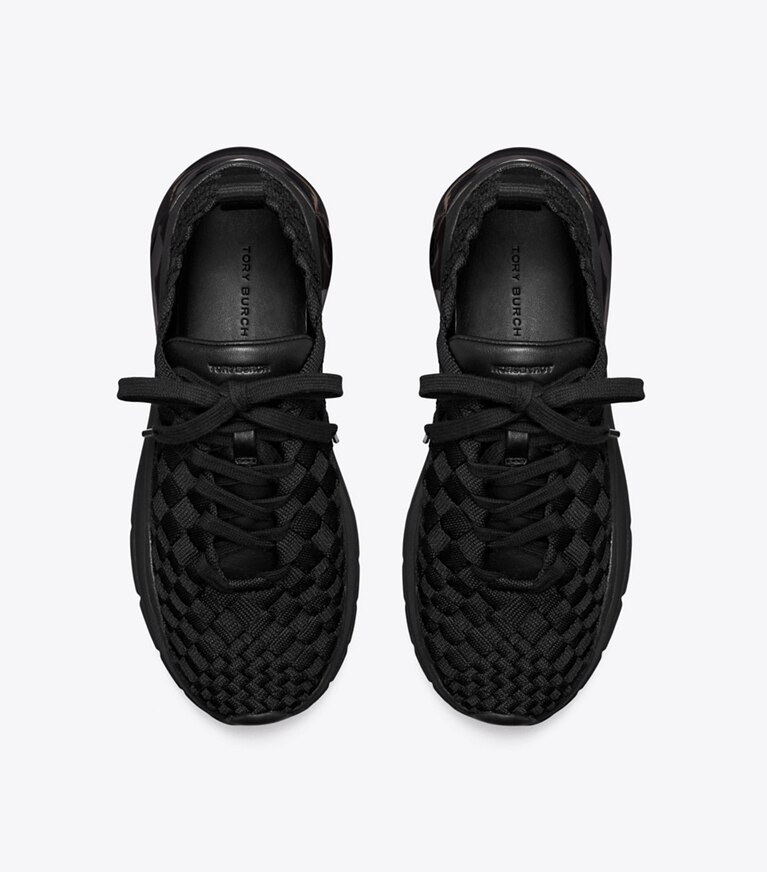 Tory Burch designer sneakers Sneaker Good Luck intrecciata in PERFECT BLACK angle