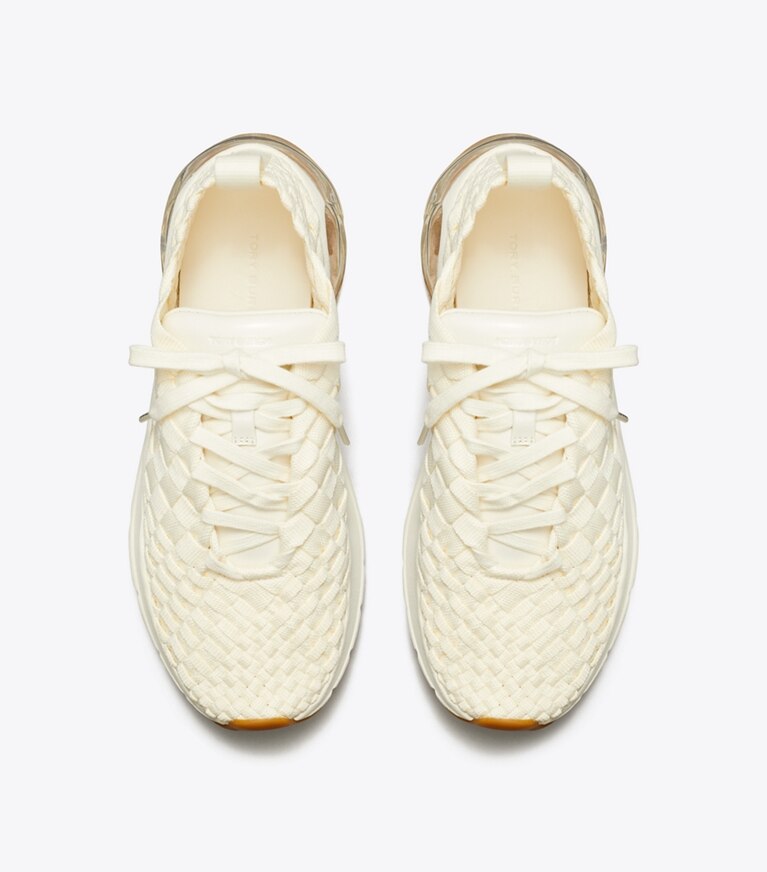 Tory Burch designer sneakers Sneaker Good Luck intrecciata in NEW IVORY angle