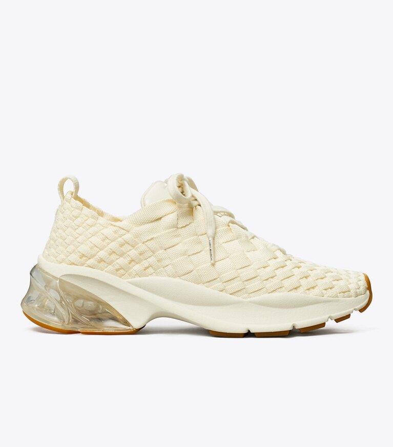 Tory Burch designer sneakers Sneaker Good Luck intrecciata in NEW IVORY angle