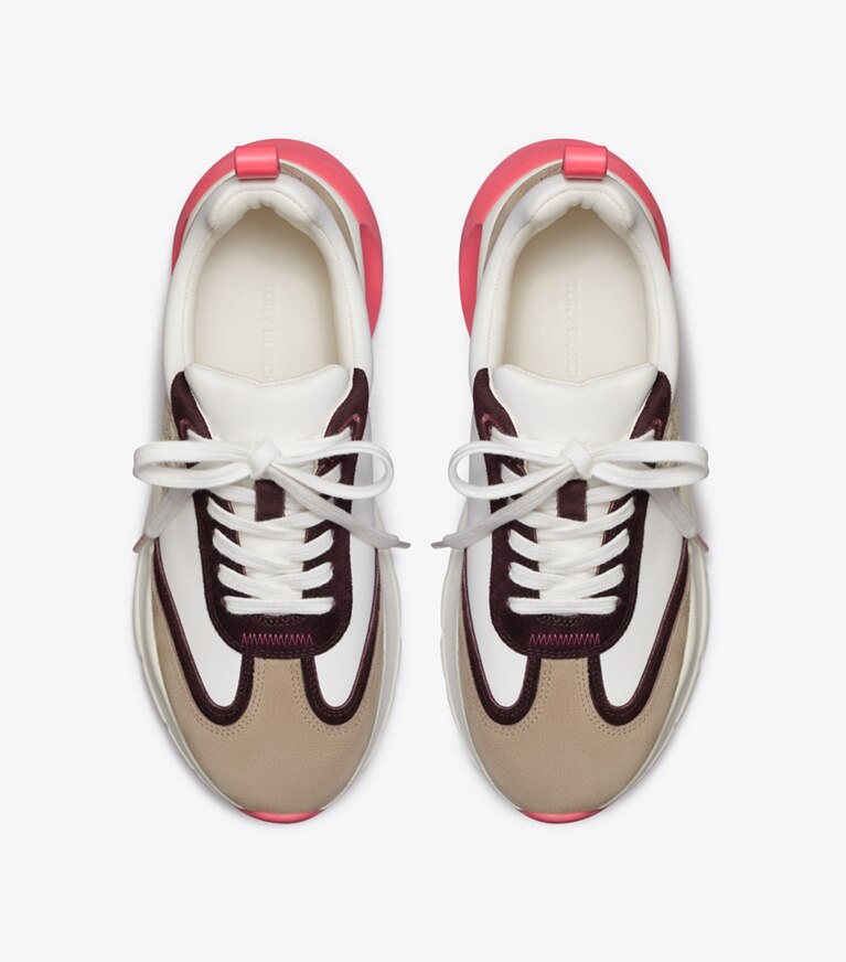Tory Burch designer sneakers Sneaker Good Luck in NEW IVORY / Taupe / Pink angle