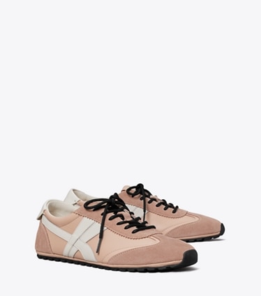 Tory Burch designer sneakers Sneaker Hank Field in DUSTY ROSE / MALVA / CREAM angle