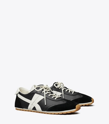 Tory Burch designer sneakers Sneaker Hank Field in BLACK / CREAM / BLACK angle