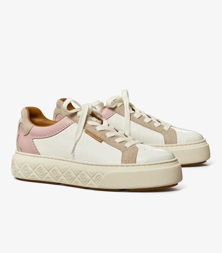 Tory Burch designer sneakers Sneaker Ladybug in NEW IVORY / CALCARE / ROSA angle
