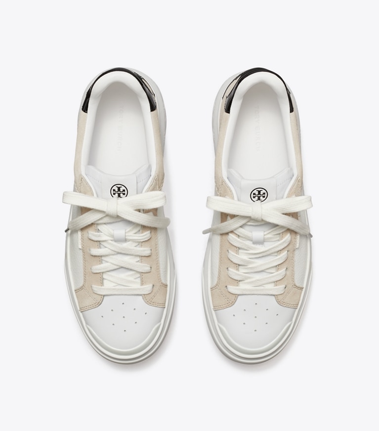 Tory Burch designer sneakers Sneaker Ladybug in TITANIUM WHITE / BLACK angle