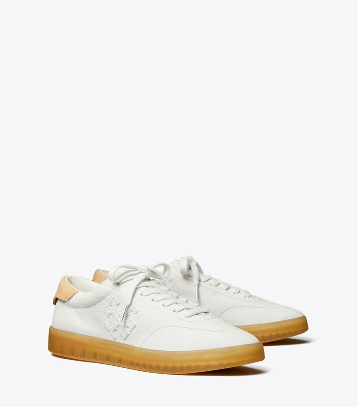 Tory Burch designer sneakers Sneaker Phoenix in WHITE / WHITE / BRUSHED ALMOND angle