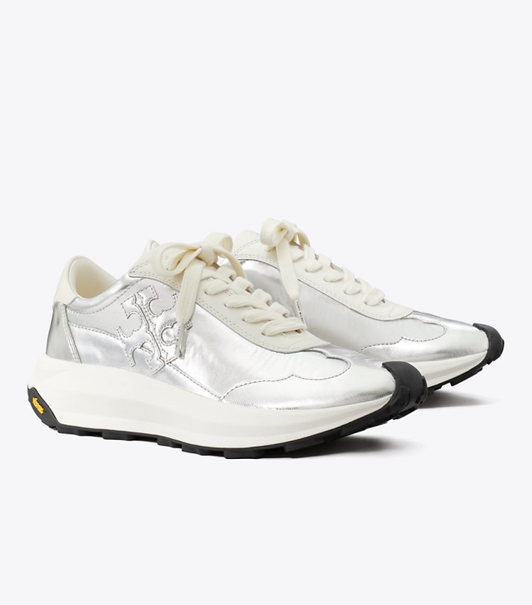 Tory Burch designer sneakers Sneaker Tory in METALLIC SILVER/SILVER SPECCHIO/CREAM angle
