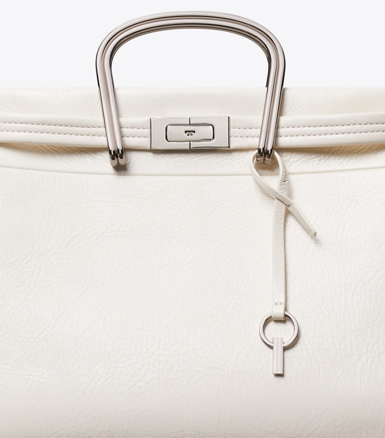 Tory Burch designer tote bags Soft Lee Radziwill Bag in Whipped Cream detail