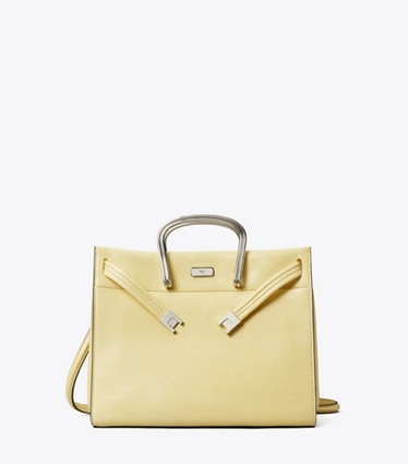 Tory Burch designer tote bags Soft Lee Radziwill Bag in Soft Yellow front