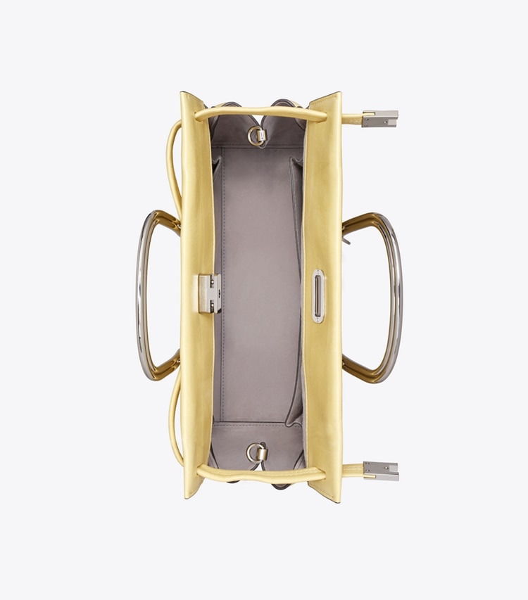 Tory Burch designer tote bags Soft Lee Radziwill Bag in Soft Yellow overhead