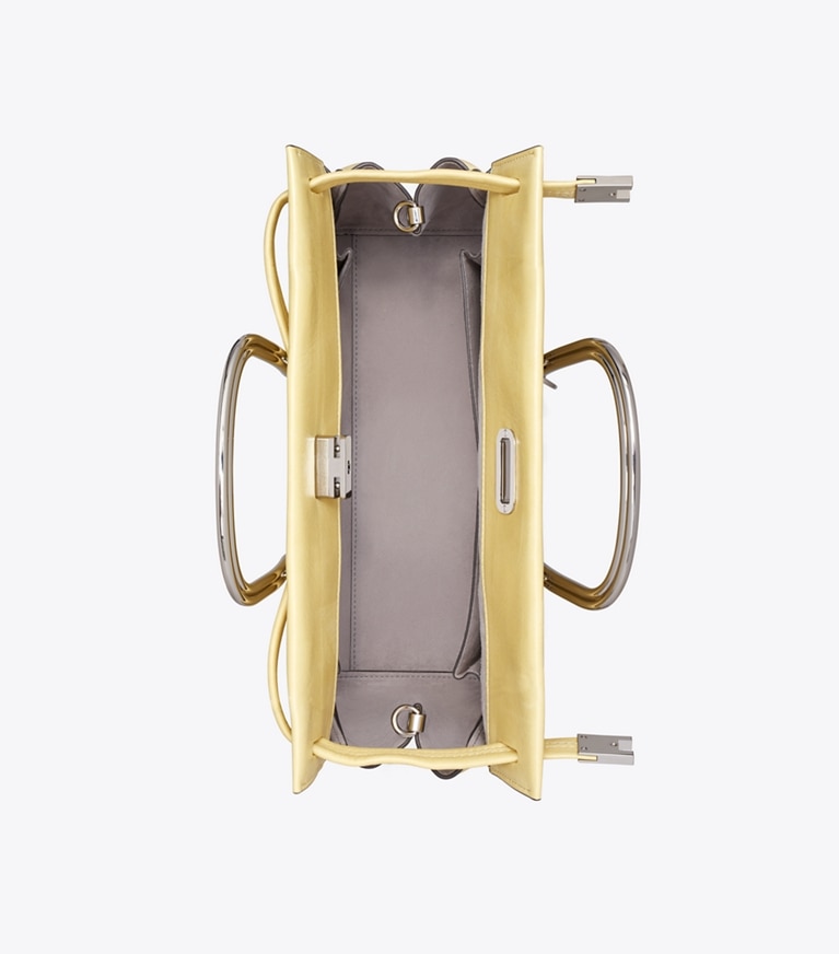 Tory Burch designer tote bags Soft Lee Radziwill Bag in Soft Yellow overhead