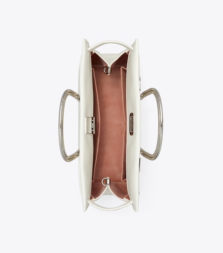 Tory Burch designer tote bags Soft Lee Radziwill Bag in Whipped Cream overhead