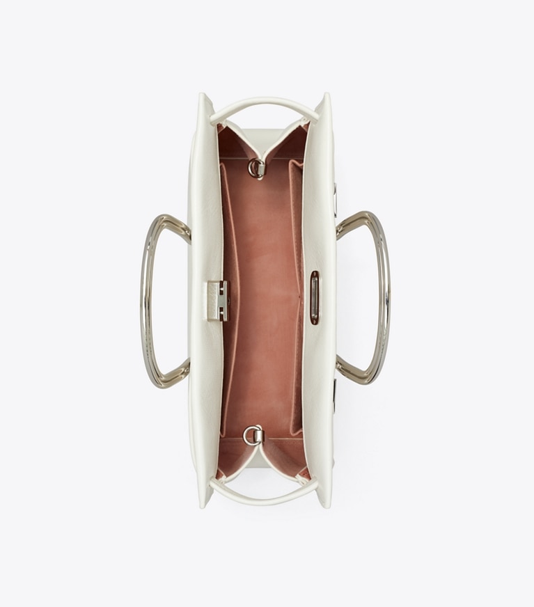 Tory Burch designer tote bags Soft Lee Radziwill Bag in Whipped Cream overhead