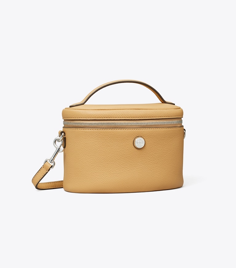 Tory Burch designer mini bags Soft Pebbled Vanity Case in Biscotti angle