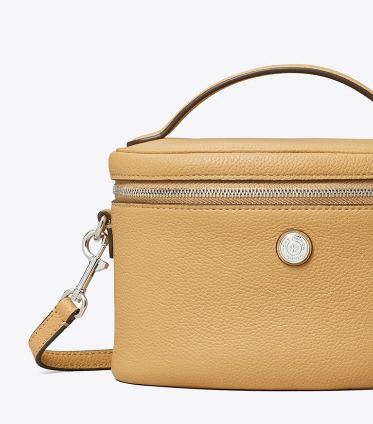 Tory Burch designer mini bags Soft Pebbled Vanity Case in Biscotti angle