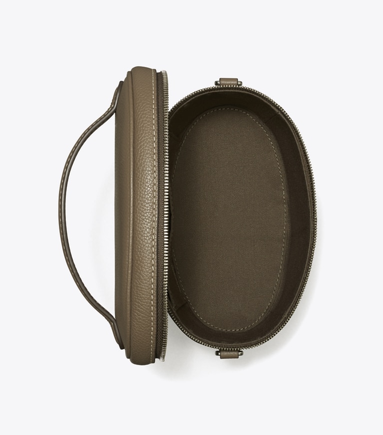 Tory Burch designer mini bags Soft Pebbled Vanity Case in Wild Mushroom angle