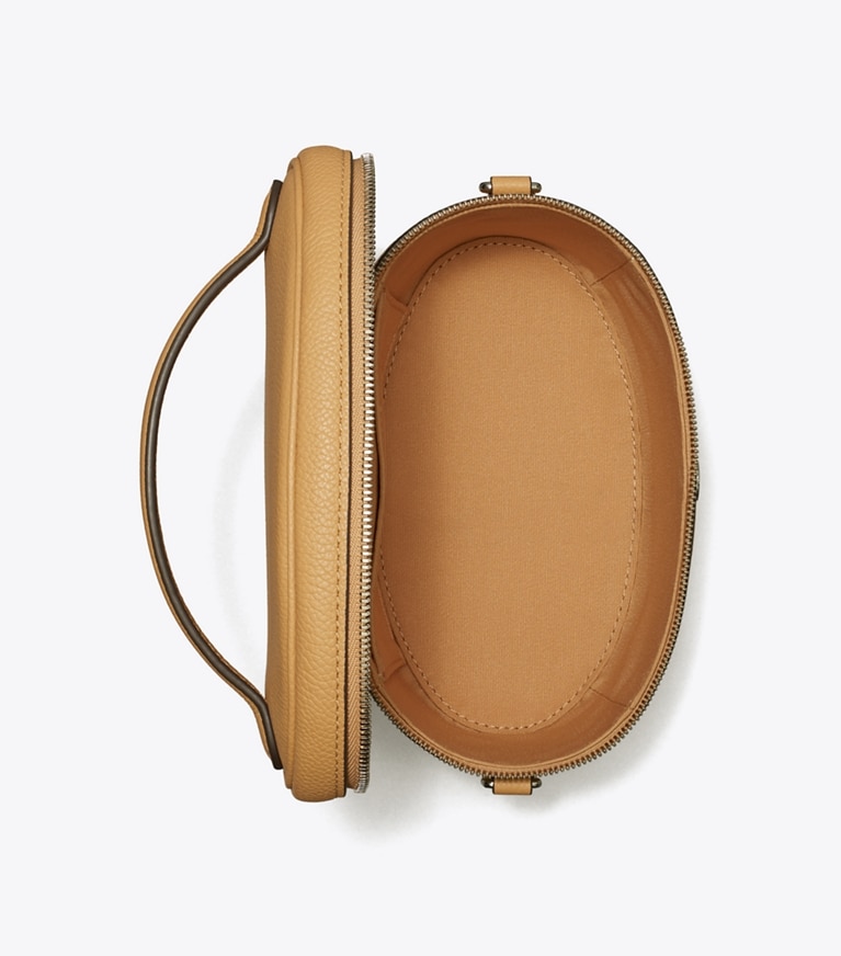 Tory Burch designer mini bags Soft Pebbled Vanity Case in Biscotti angle