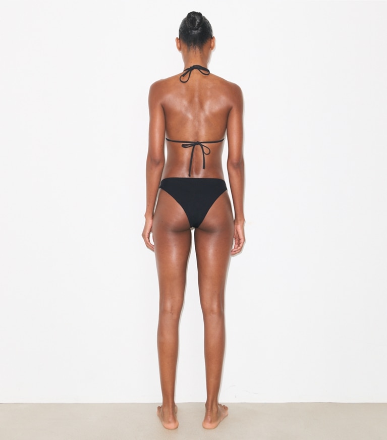 Tory Burch designer two pieces Solid Bikini Bottom in Black on model back