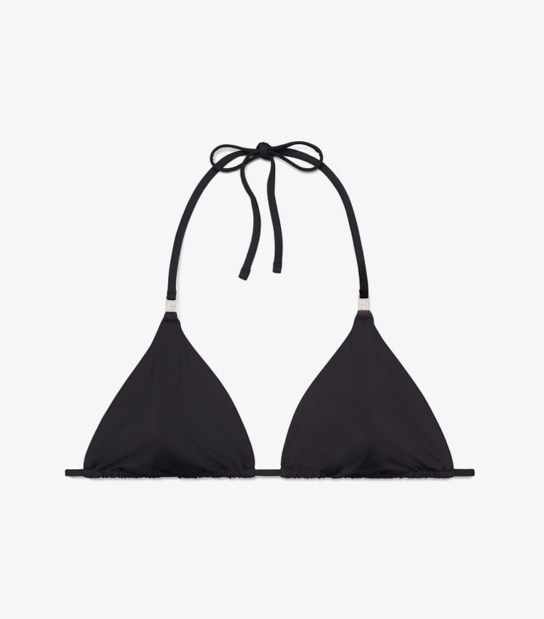 Tory Burch designer two pieces Solid Bikini Top in Black front