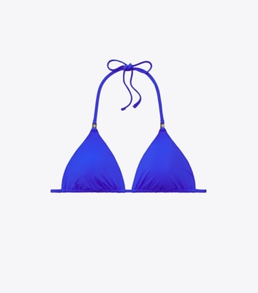 Tory Burch designer two pieces Solid Bikini Top in Bright Blue front
