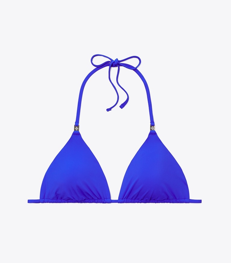 Tory Burch designer deux pieces Solid Bikini Top in Bright Blue front