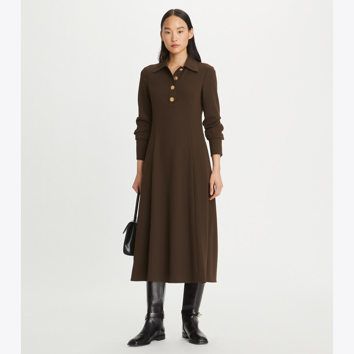 Solid Crepe Shirtdress: Women's Designer Dresses | Tory Burch