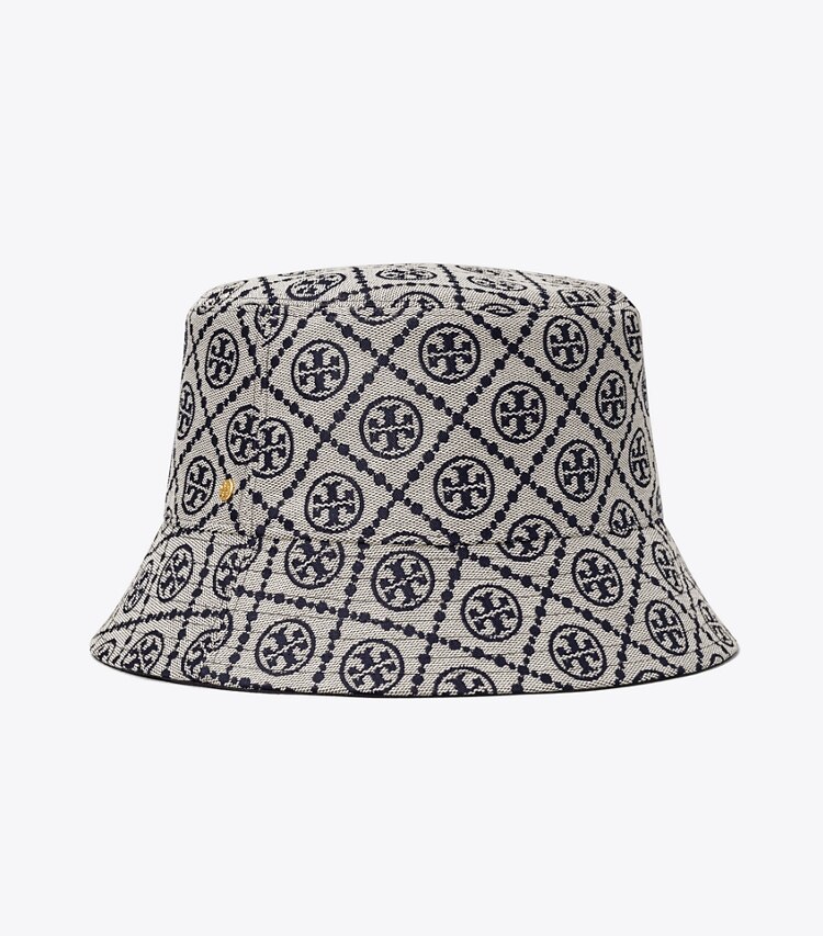 Tory Burch diseñador sombreros Sombrero de pescador de ala corta con monograma T en Tory Navy frente