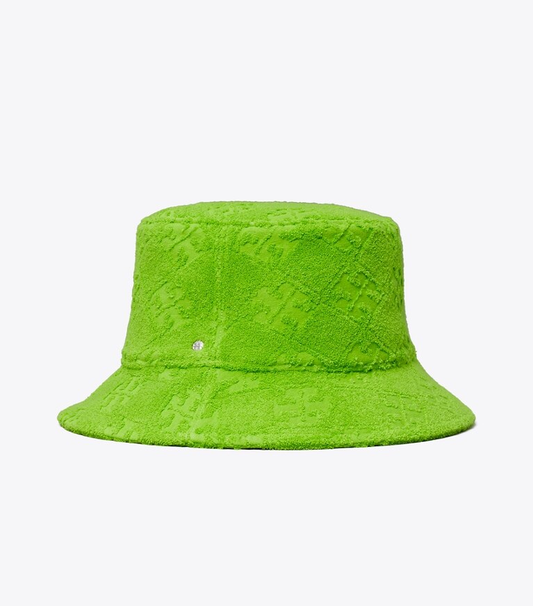 Tory Burch diseñador sombreros Sombrero de pescador de felpa en Bright Fern frente