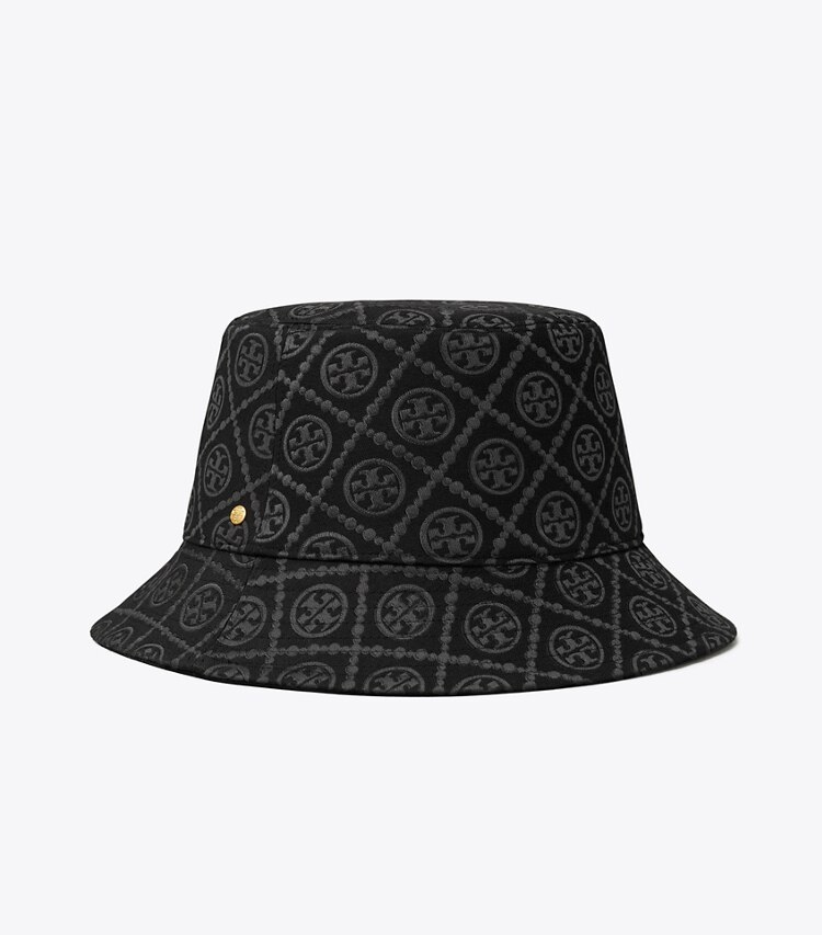 Tory Burch diseñador sombreros Sombrero de pescador T Monogram en Black frontal