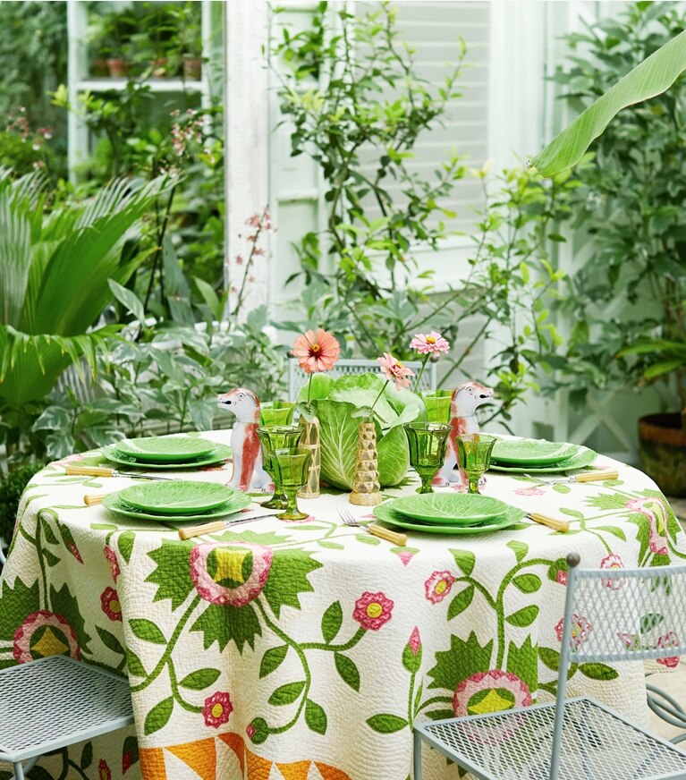 Tory Burch diseñador artículos de mesa & cristalería Sopera con tapa de vajilla con borde ondulado en Green editorial