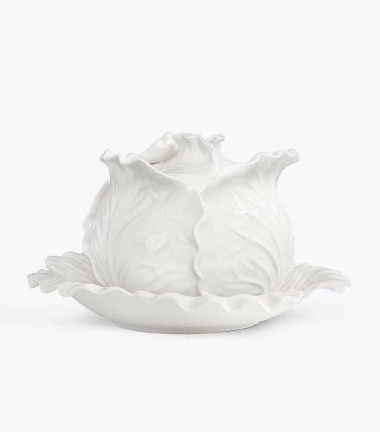 Tory Burch designer vaisselle Soupière collection Lettuce dans White de face