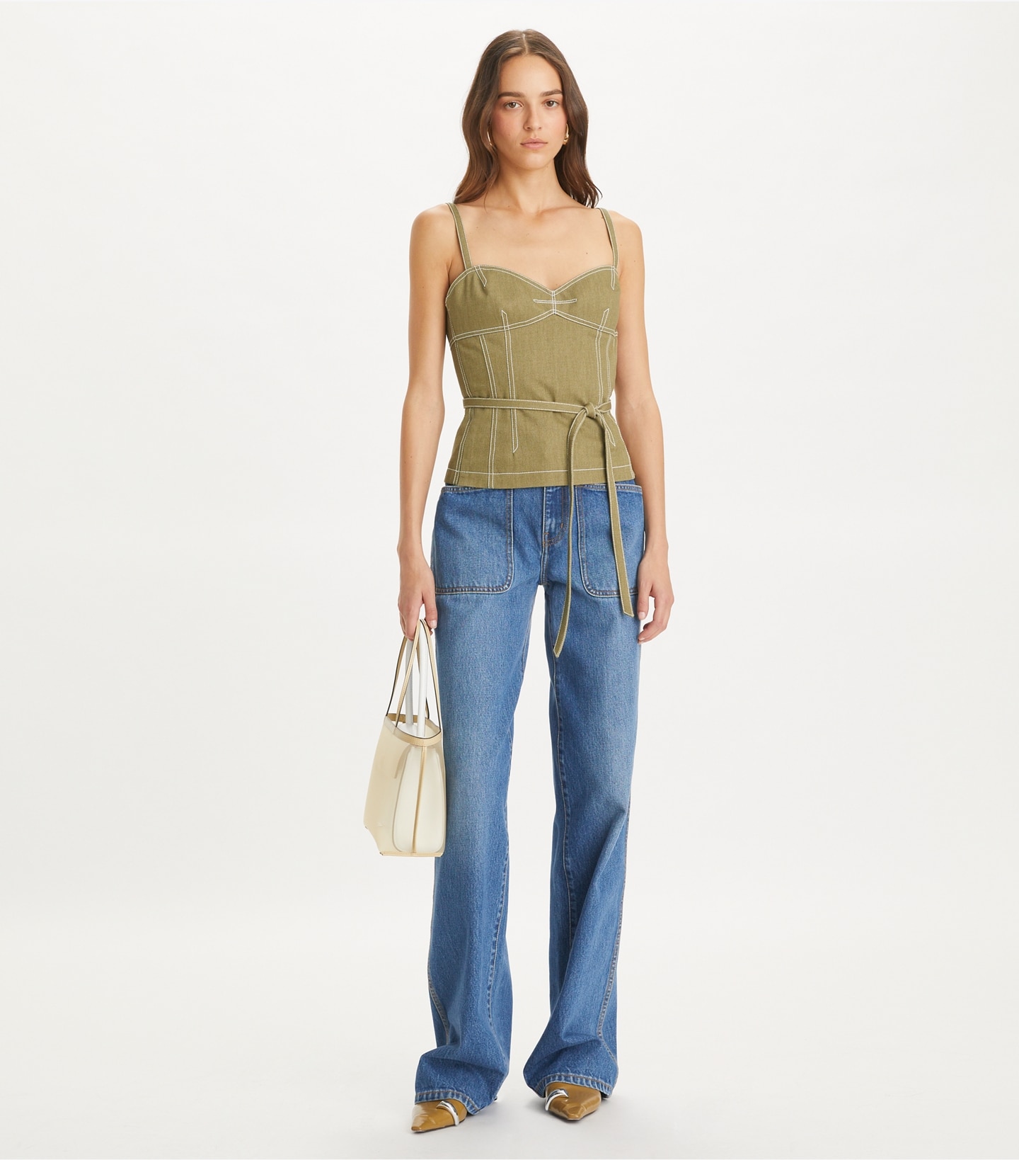 Spaghetti Strap Cotton Twill Top