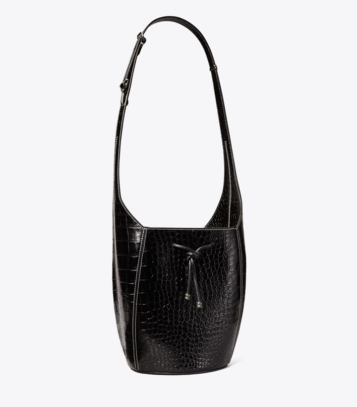 Spaghetti Strap Embossed Bucket Bag: Women's Designer Hobo Bags | Tory Burch