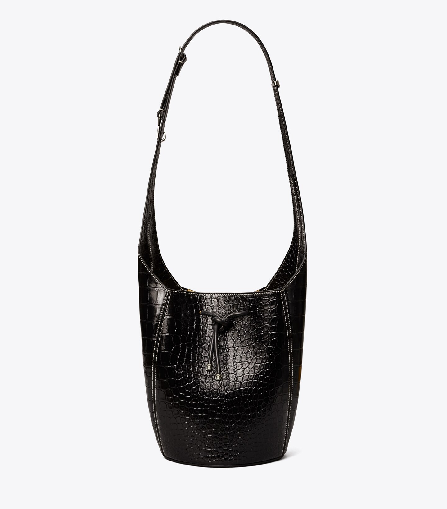 Spaghetti Strap Embossed Bucket Bag
