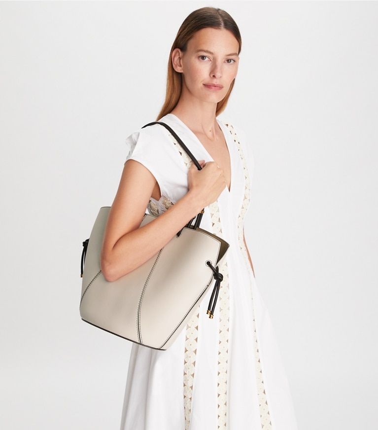 Tory Burch designer tote bags Spaghetti Strap Tote in NEW IVORY angle