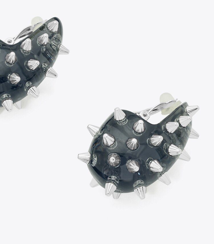 Tory Burch designer イヤリング＆ピアス スパイク ウェーブ イヤリング in Light Silver / Gray ディテール