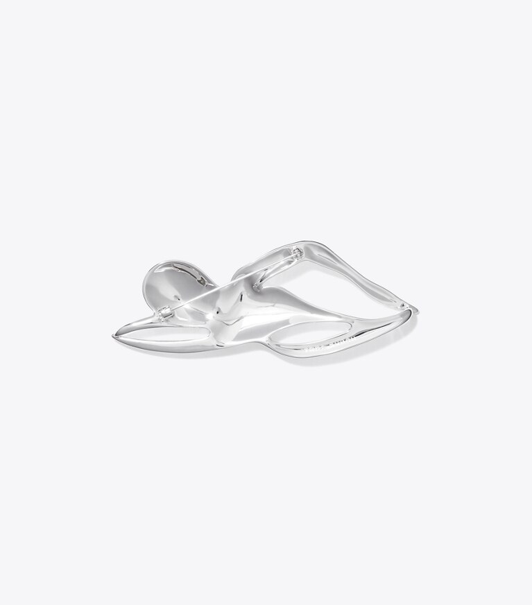 Tory Burch designer forcina Spilla con nuotatore in Light Silver front