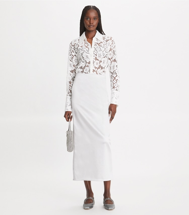 Tory Burch designer oberteile Spitzenhemd mit Manschetten in White modell von vorn