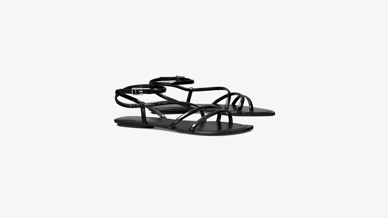 Tory burch best sale black flat sandals