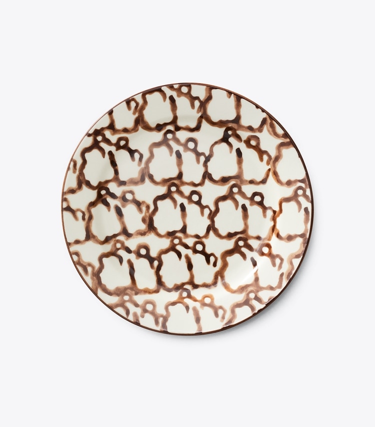 Tory Burch designer tabletop & drinkware Spongeware Canape Plate, Set of 6 in Brown / Smoke front