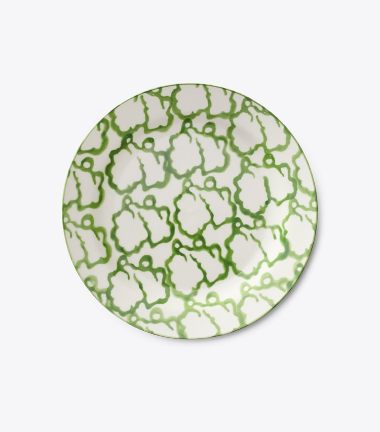 Tory Burch designer tabletop & drinkware Spongeware Canape Plate, Set of 6 in Green / Smoke front