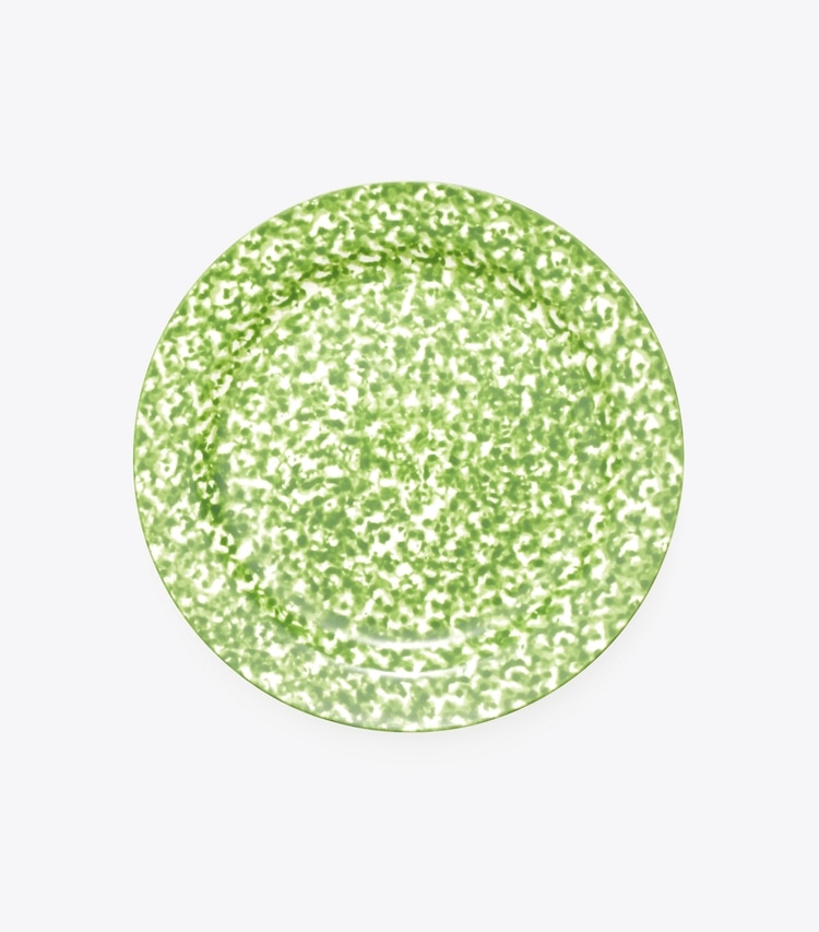 Tory Burch designer tabletop & drinkware Spongeware Canape Plate, Set of 6 in Green /  SPONGE PRINT front