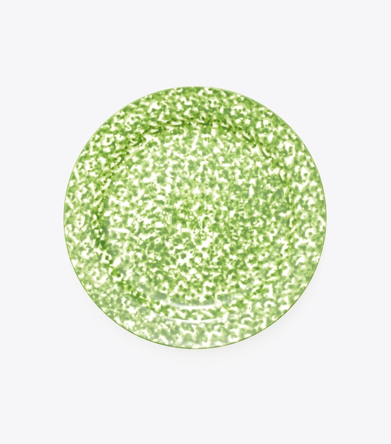 Tory Burch designer tabletop & drinkware Spongeware Canape Plate, Set of 6 in Green /  SPONGE PRINT front